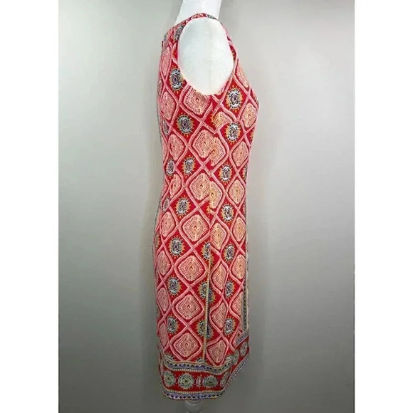 R&K Sleeveless Colorful Pattern Panel Dress - Pink, Blue, Yellow, White - 4 - Picture 9 of 14